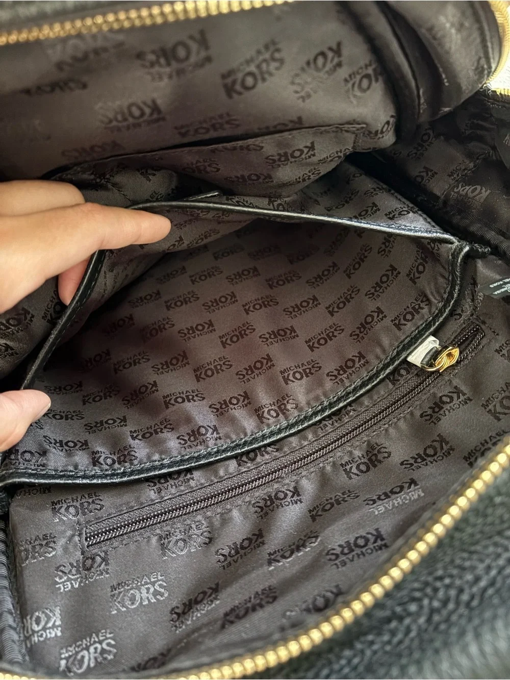 Michael Kors Black Backpack with Gold Hardware